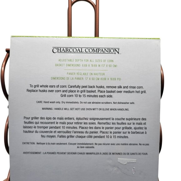 Charcoal Companion Corn Grilling Basket BBQ NonStick Adjustable Depth 4 Ears - Picture 3 of 9